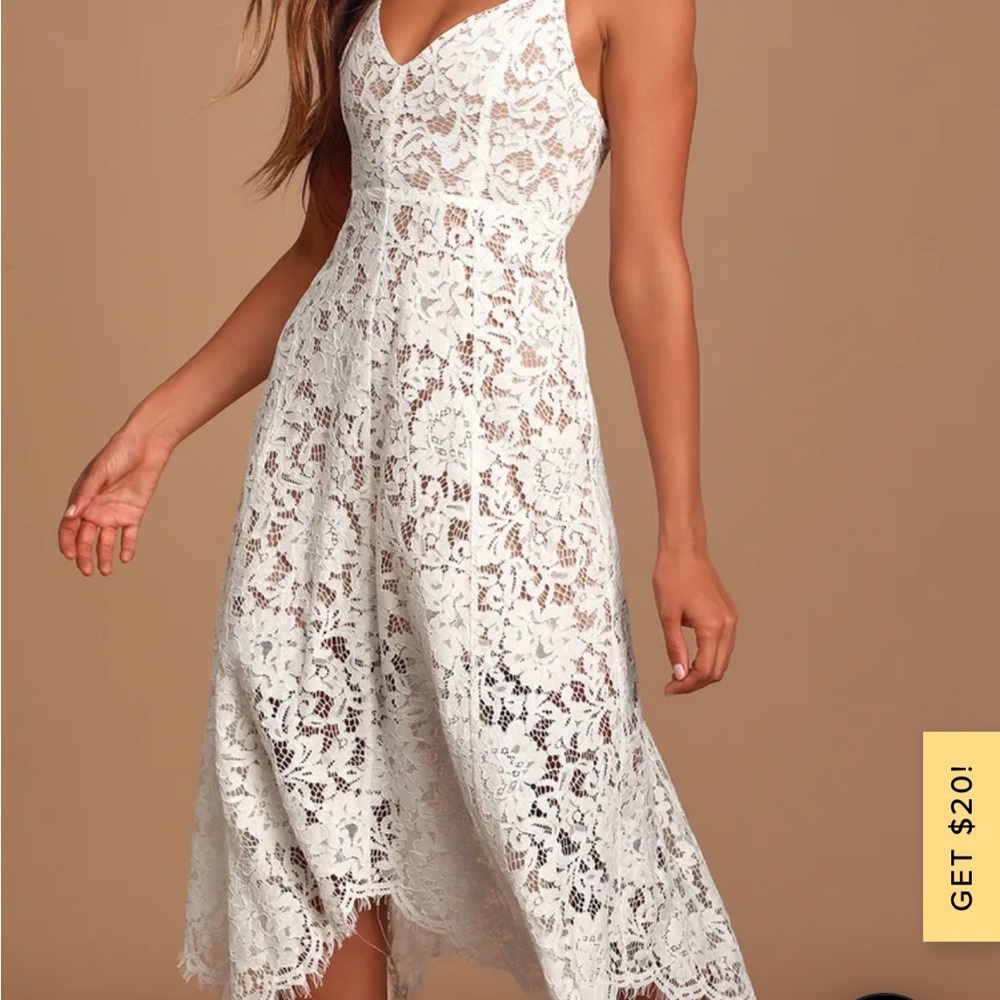 Lulus white midi lace dress (XS-worn once)